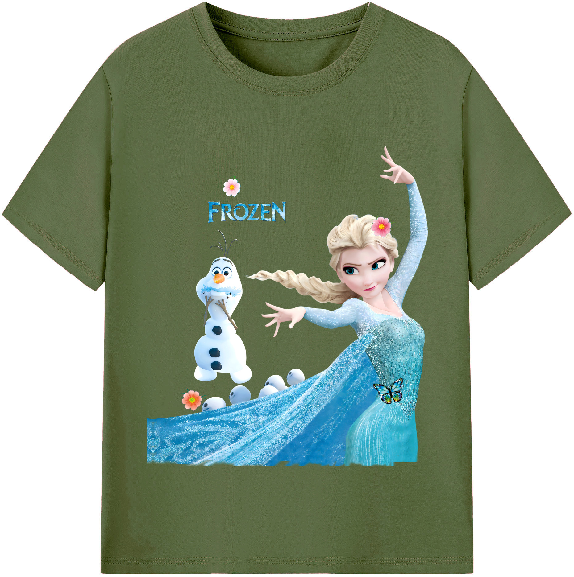 （画像用） アナと雪の女王 アンナ エルサ Frozen Anna Elsa 綿100％半袖Tシャツ（フロントプリント）